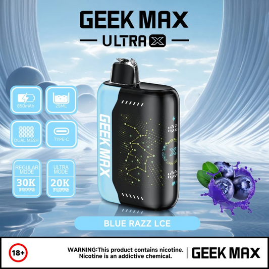 Geek Max Ultra X 30000 Puffs 25ML 5% Nic 5CT/Display