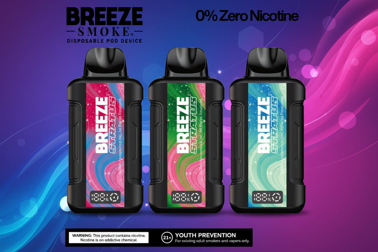 Breeze Stratus Disposable 0% Nic 15k Puffs 5ct/Display
