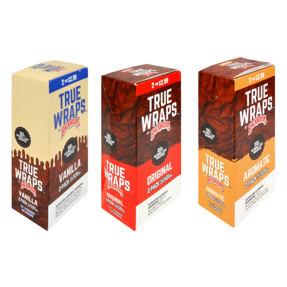 Backwoods True Wraps (Pre-Priced $2.99) 2pk 12ct Display